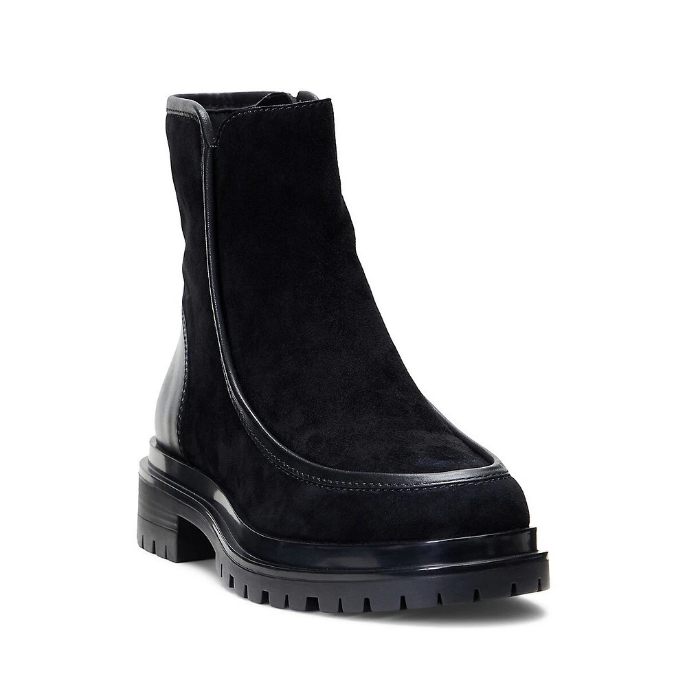 RALPH LAUREN suede and burnished leather bootie - free shipping